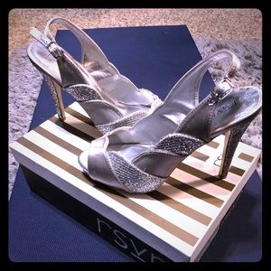 RSVP Silver glitter heels